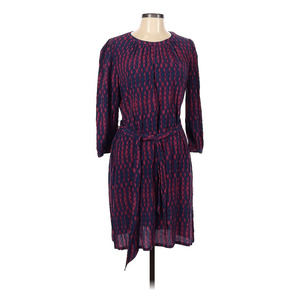 Tegan Pink Purple Dot 3/4 Sleeve Knee Length Dress with Tie Size 10